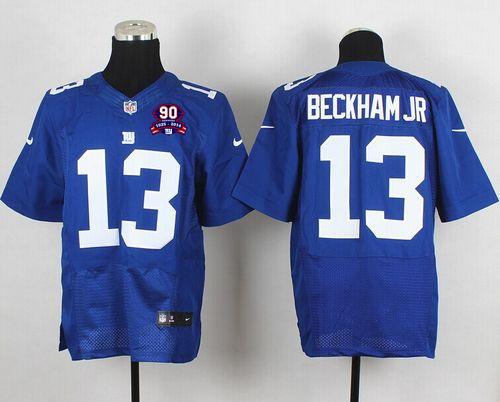 Nike Giants 13 Odell Beckham Blue With 90 Seasons Patch Elite Jersey
