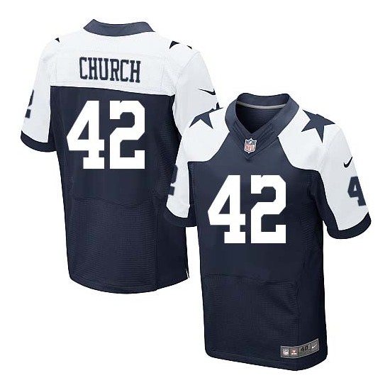 Nike Cowboys 42 Barry Church Navy Blue Throwback Elite Jersey
