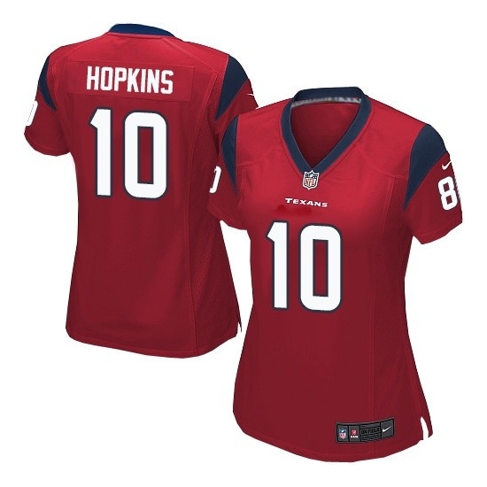 Nike Texans 10 DeAndre Hopkins Red Women Game Jersey - Click Image to Close