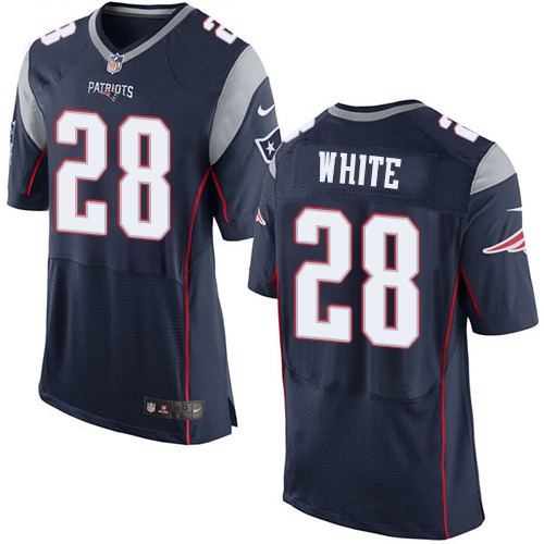 Nike Patriots 28 James White Navy Elite Jersey