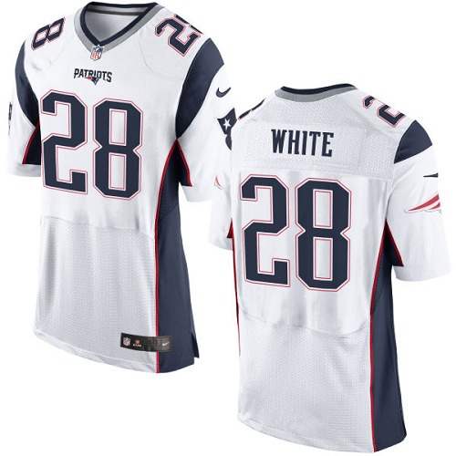 Nike Patriots 28 James White White Elite Jersey