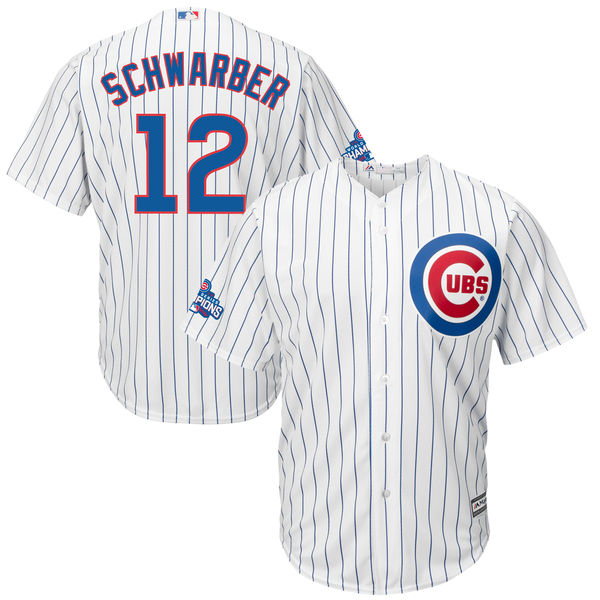 Cubs 12 Kyle Schwarber White 2016 World Series Champions New Cool Base Jersey