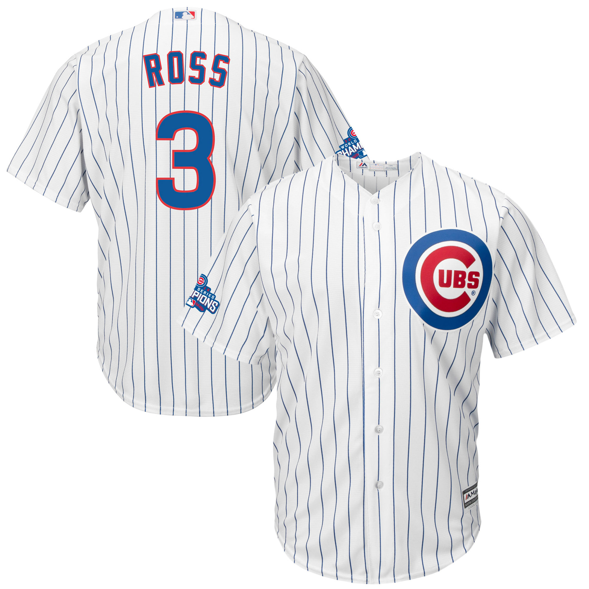 Cubs 3 David Ross White 2016 World Series Champions Cool Base Jersey