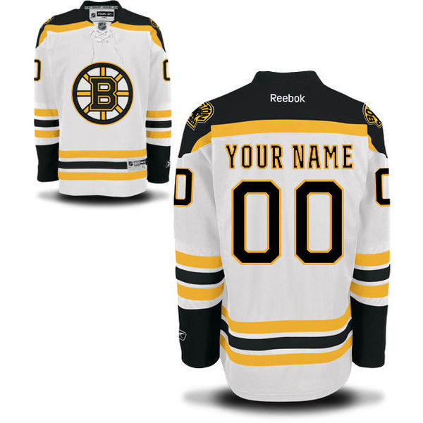 Boston Bruins White Men's Premier Away Custom Reebok Jersey