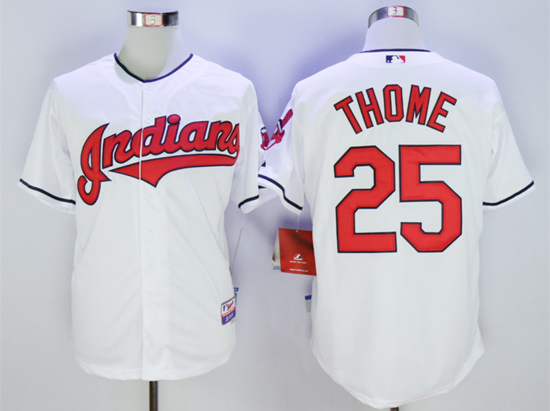 Indians 25 Jim Thome White Cool Base Jersey - Click Image to Close
