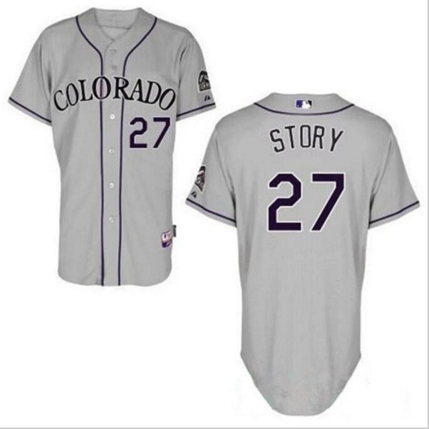 Rockies 27 Trevor Story Grey Cool Base Jersey
