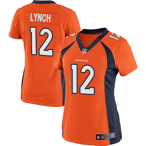 Nike Broncos 12 Paxton Lynch Orange Women Game Jersey