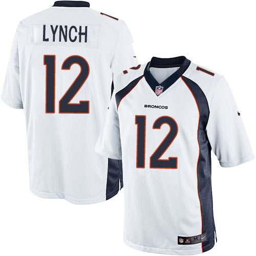 Nike Broncos 12 Paxton Lynch White Youth Game Jersey - Click Image to Close