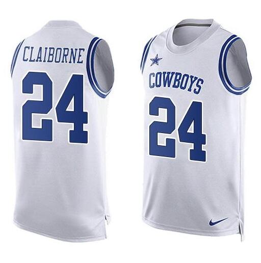 Nike Cowboys 24 Morris Claiborne White Player Name & Number Tank Top