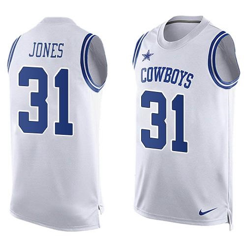 Nike Cowboys 31 Byron Jones White Player Name & Number Tank Top