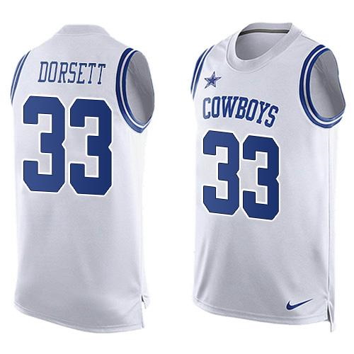 Nike Cowboys 33 Tony Dorsett White Player Name & Number Tank Top - Click Image to Close