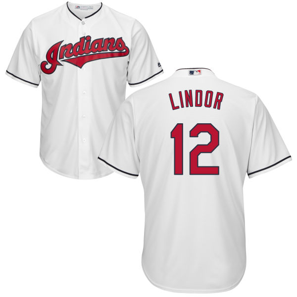 Indians 12 Francisco Lindor White Youth New Cool Base Jersey