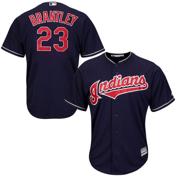 Indians 23 Michael Brantley Navy Youth New Cool Base Jersey