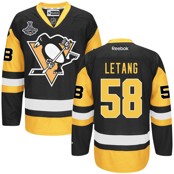 Penguins 58 Kristopher Letang Black 2016 Stanley Cup Champions Premier Jersey