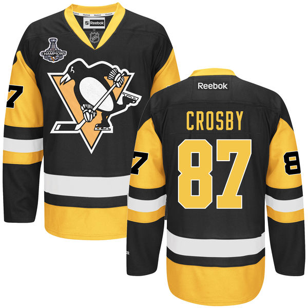 Penguins 87 Sidney Crosby Black 2016 Stanley Cup Champions Premier Jersey