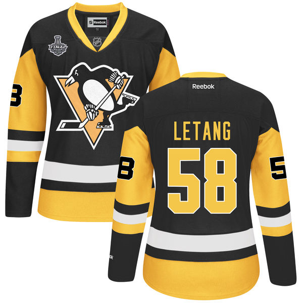 Penguins 58 Kris Letang Black Women 2016 Stanley Cup Final Bound Reebok Jersey