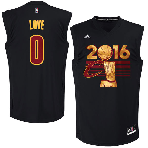 Cavaliers 0 Kevin Love Black 2016 NBA Finals Champions Jersey