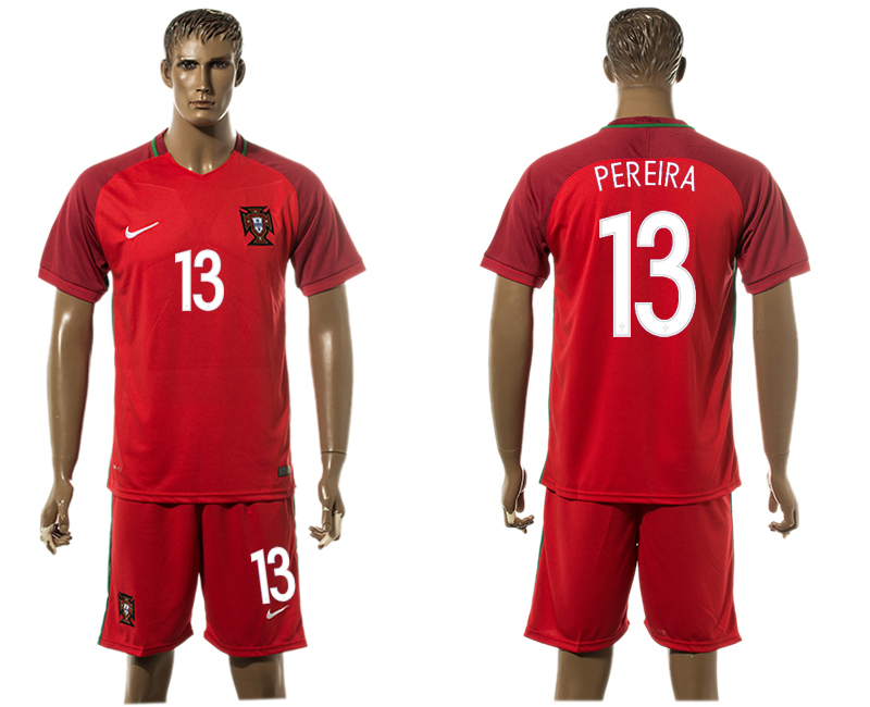 Portugal 13 PEREIRA Home UEFA Euro 2016 Soccer Jersey