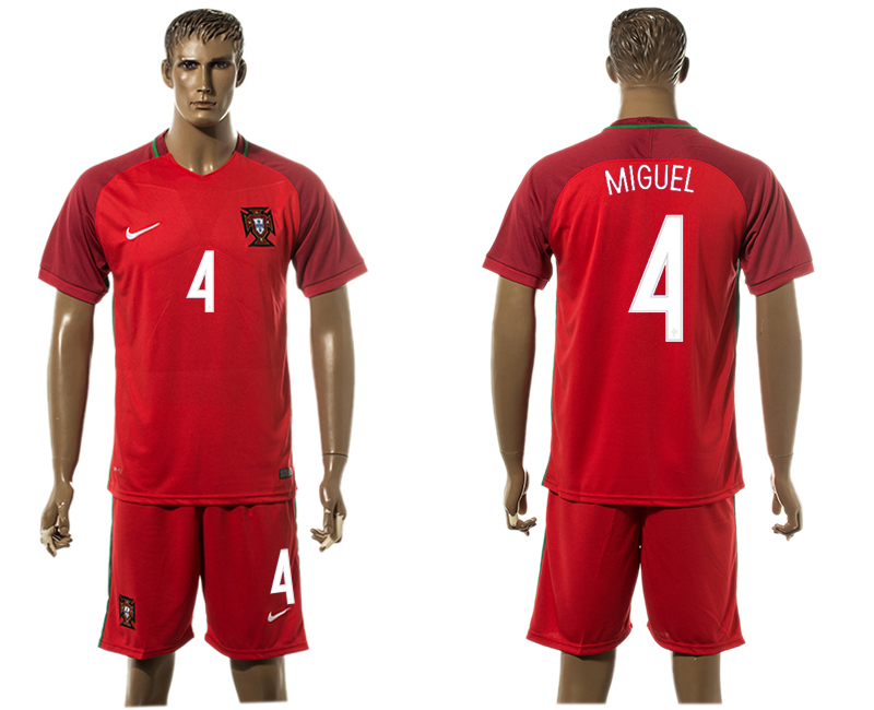 Portugal 4 MIGUEL Home UEFA Euro 2016 Soccer Jersey