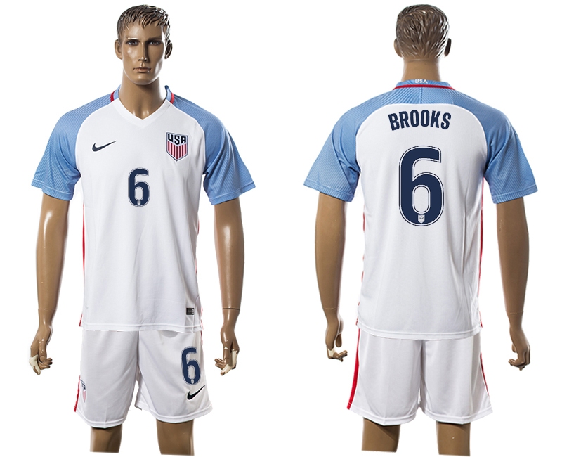 2016-17 USA 6 BROOKS Home Soccer Jersey