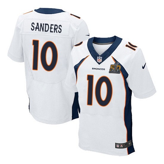 Nike Broncos 10 Emmanuel Sanders White Super Bowl 50 Elite Jersey - Click Image to Close