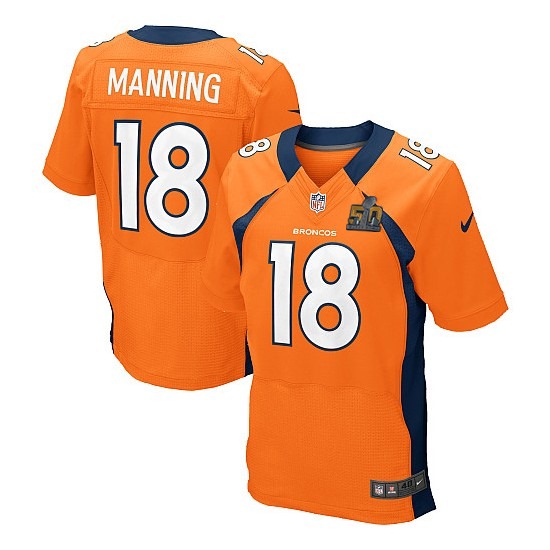 Nike Broncos 18 Peyton Manning Orange Super Bowl 50 Elite Jersey