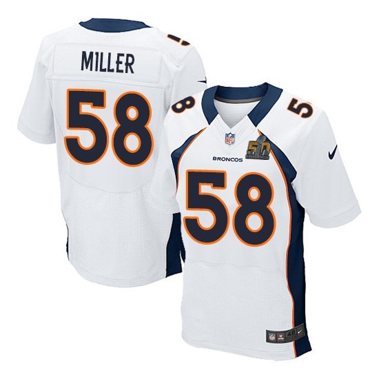 Nike Broncos 58 Von Miller White Super Bowl 50 Elite Jersey - Click Image to Close