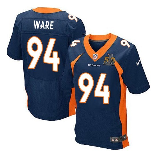 Nike Broncos 94 DeMarcus Ware Blue Super Bowl 50 Elite Jersey - Click Image to Close