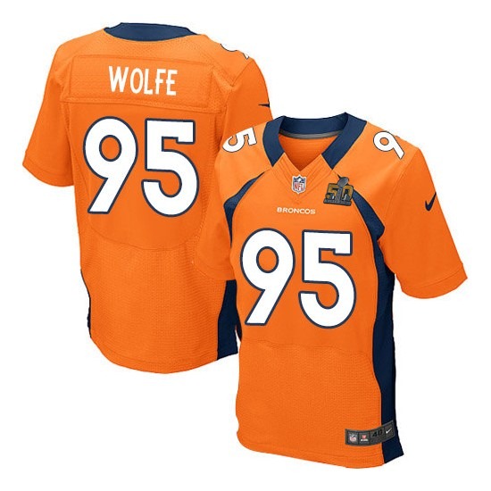 Nike Broncos 95 Derek Wolfe Orange Super Bowl 50 Elite Jersey