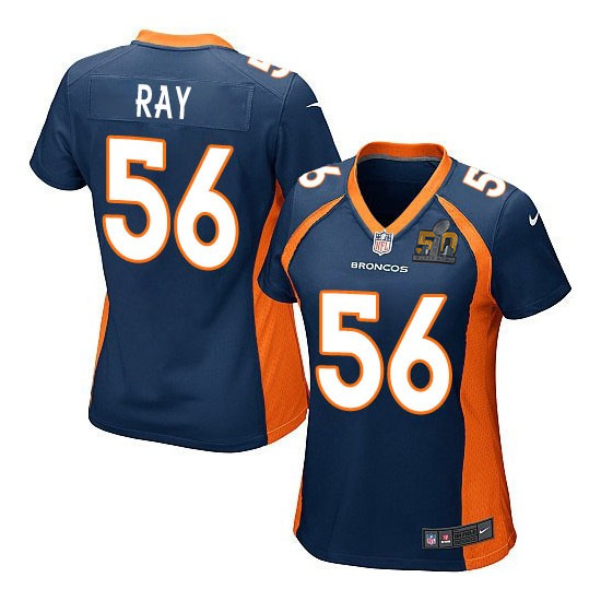 Nike Broncos 56 Shane Ray Blue Women Super Bowl 50 Game Jersey - Click Image to Close