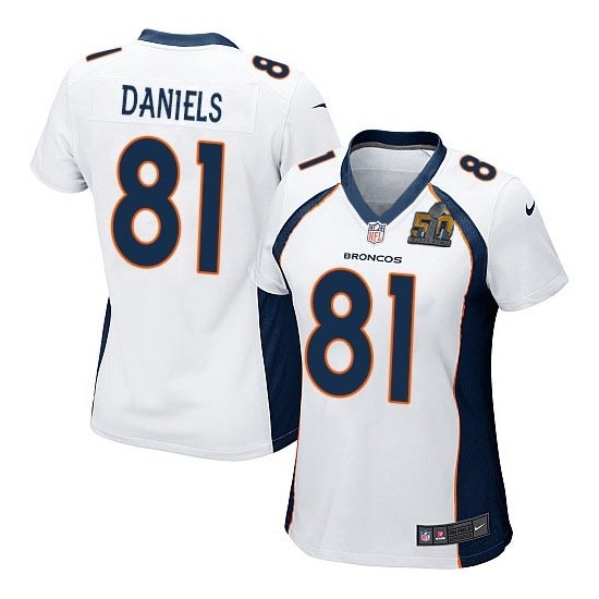 Nike Broncos 81 Owen Daniels White Women Super Bowl 50 Game Jersey