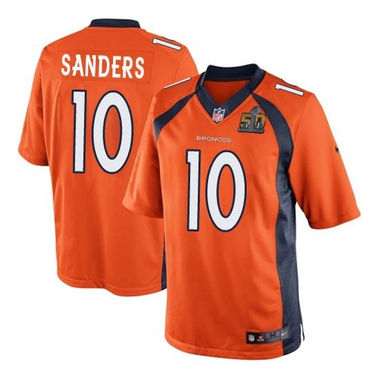 Nike Broncos 10 Emmanuel Sanders Orange Youth Super Bowl 50 Game Jersey