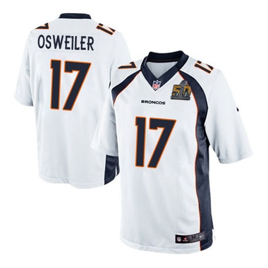 Nike Broncos 17 Brock Osweiler White Youth Super Bowl 50 Game Jersey