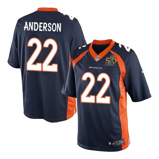 Nike Broncos 22 C.J. Anderson Blue Youth Super Bowl 50 Game Jersey