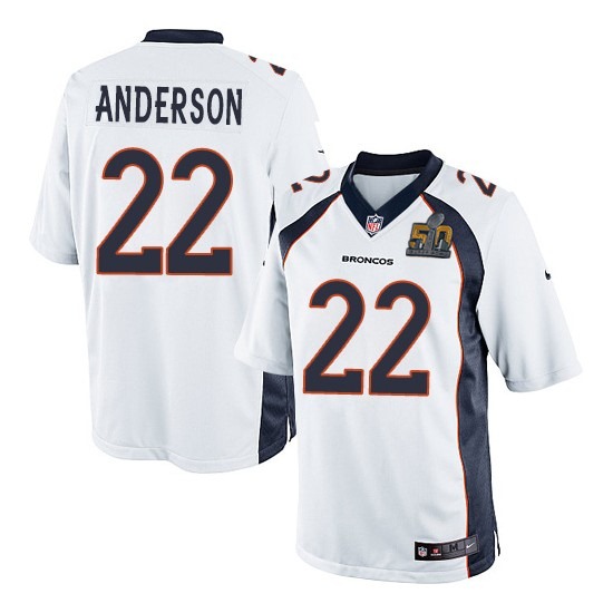 Nike Broncos 22 C.J. Anderson White Youth Super Bowl 50 Game Jersey