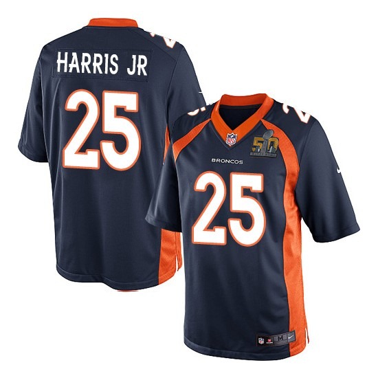 Nike Broncos 25 Chris Harris Jr Blue Youth Super Bowl 50 Game Jersey