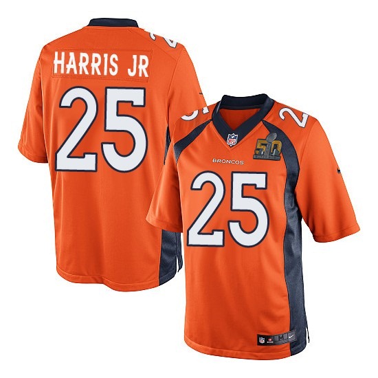 Nike Broncos 25 Chris Harris Jr Orange Youth Super Bowl 50 Game Jersey