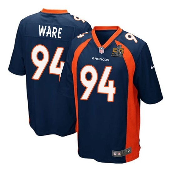 Nike Broncos 94 DeMarcus Ware Blue Youth Super Bowl 50 Game Jersey - Click Image to Close