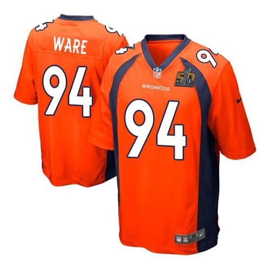 Nike Broncos 94 DeMarcus Ware Orange Youth Super Bowl 50 Game Jersey - Click Image to Close