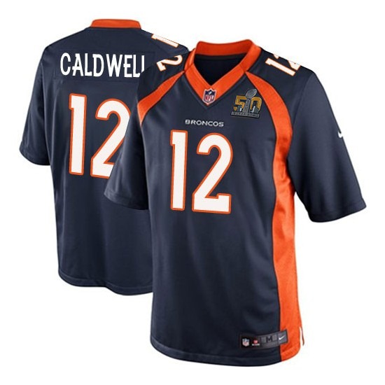 Nike Broncos 12 Andre Caldwell Blue Youth Super Bowl 50 Game Jersey - Click Image to Close