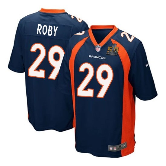 Nike Broncos 29 Bradley Roby Blue Youth Super Bowl 50 Game Jersey - Click Image to Close