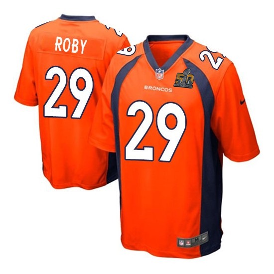 Nike Broncos 29 Bradley Roby Orange Youth Super Bowl 50 Game Jersey - Click Image to Close