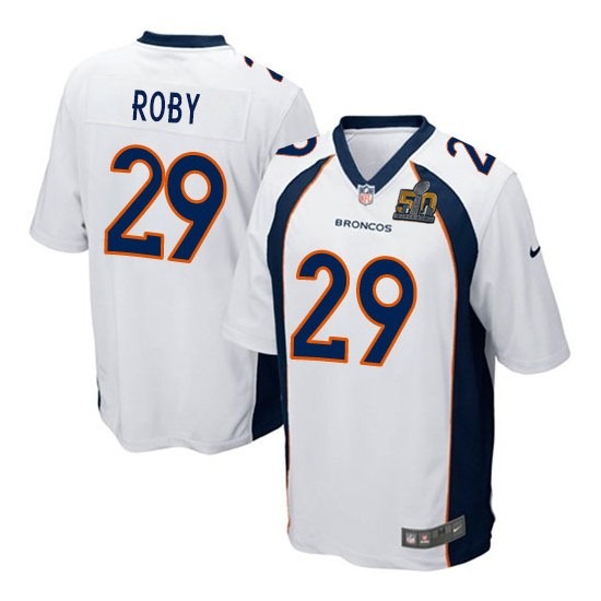 Nike Broncos 29 Bradley Roby White Youth Super Bowl 50 Game Jersey
