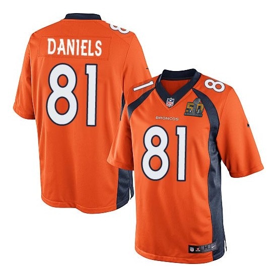 Nike Broncos 81 Owen Daniels Orange Youth Super Bowl 50 Game Jersey