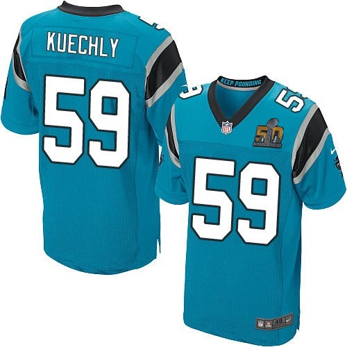 Nike Panthers 59 Luke Kuechly Blue Super Bowl 50 Elite Jersey - Click Image to Close