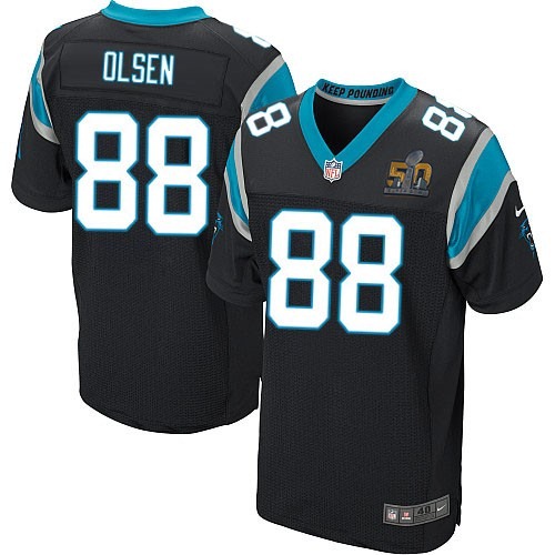 Nike Panthers 88 Greg Olsen Black Super Bowl 50 Elite Jersey