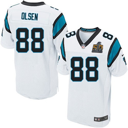 Nike Panthers 88 Greg Olsen White Super Bowl 50 Elite Jersey