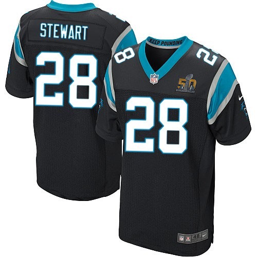 Nike Panthers 28 Jonathan Stewart Black Super Bowl 50 Elite Jersey