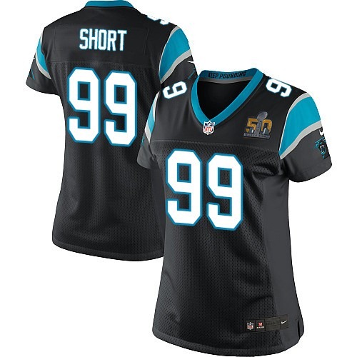 Nike Panthers 99 Kawann Short Black Women Super Bowl 50 Game Jersey - Click Image to Close