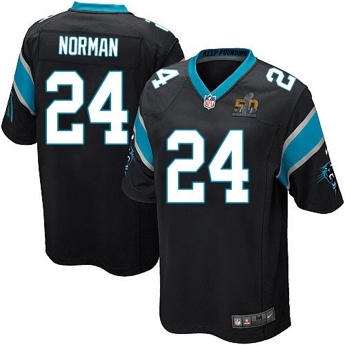Nike Panthers 24 Josh Norman Black Youth Super Bowl 50 Game Jersey